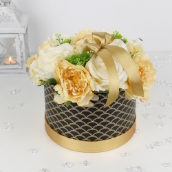 DUŻY bukiet w pudełku JASNE SŁOMKOWE kwiaty LUX, BO-74